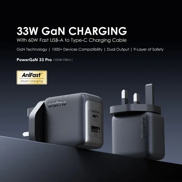 oraimo PowerGaN 33 Pro 33W GaN Wall Charger - Image 2