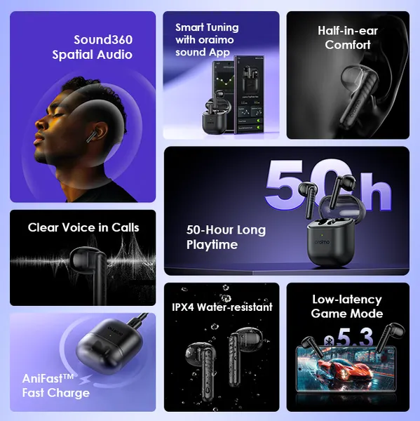 oraimo FreePods Neo Half In Ear True Wireless Earbuds - Image 2
