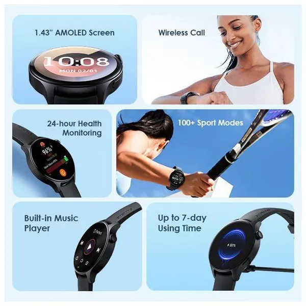 oraimo Watch ER 1.43'' AMOLED IP68 Smart Watch - Image 7