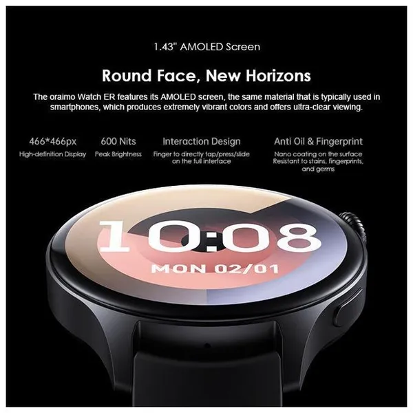 oraimo Watch ER 1.43'' AMOLED IP68 Smart Watch - Image 8