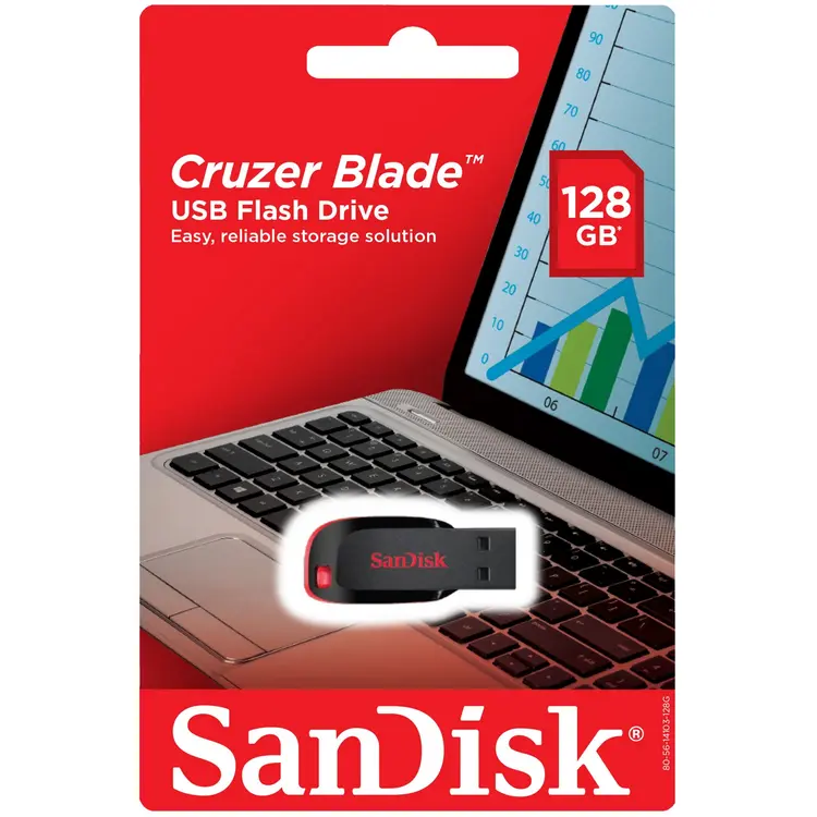 SanDisk Cruzer Blade USB 128GB Flash Drive - Image 2